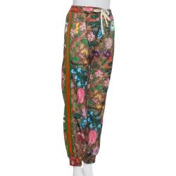 Pre Owned Gucci Brown Floral Printed Knit Joggers S