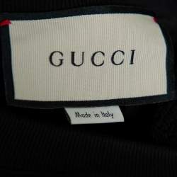 Pre Owned Gucci Black Cotton Sequin Embellished Logo Heart Detail Crewneck Sweatshirt XS