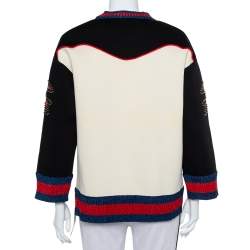 Pre Owned Gucci Multicolor Bonded Cotton Butterfly Embroidered Jumper L