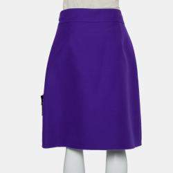 Pre Owned Gucci Purple Wool & Silk A-Line Knee Length Skirt M