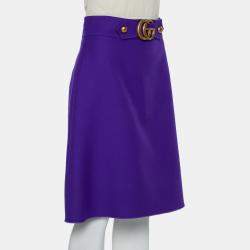 Pre Owned Gucci Purple Wool & Silk A-Line Knee Length Skirt M