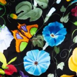 مملوكة مسبقًا Gucci Black Floral Printed Silk Waist tie Detail Oversized Mini Dress S