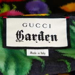 مملوكة مسبقًا Gucci Black Floral Printed Silk Waist tie Detail Oversized Mini Dress S