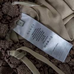 Pre Owned Gucci Beige Logo Monogram Knit Pleated Midi Skirt S
