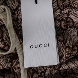 Pre Owned Gucci Beige Logo Monogram Knit Pleated Midi Skirt S