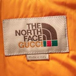 Pre Owned Gucci x The North Face Beige Cotton Canvas Logo Monogram Hooded Puffer Jacket S