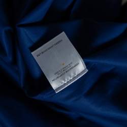 Gucci Blue Cotton Contrast Collar Detail Short Sleeve Skinny Fit Shirt L