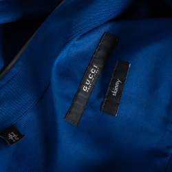 Gucci Blue Cotton Contrast Collar Detail Short Sleeve Skinny Fit Shirt L