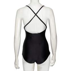 Gucci Black Lycra Logo Printed Sparkling Swimsuit XXS
