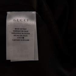 Pre Owned Gucci Black Nouveau Printed Silk Belted Maxi Dress L