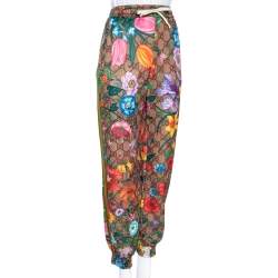 Pre Owned Gucci Multicolored GG Supreme Flora Printed Jersey Joggers M