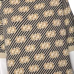 Pre Owned Gucci Multicolored GG Lurex Jacquard Wool Crewneck Sweater L
