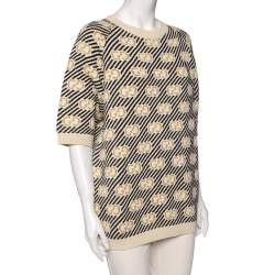 Pre Owned Gucci Multicolored GG Lurex Jacquard Wool Crewneck Sweater L