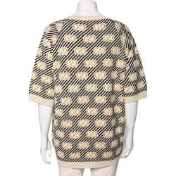 Pre Owned Gucci Multicolored GG Lurex Jacquard Wool Crewneck Sweater L