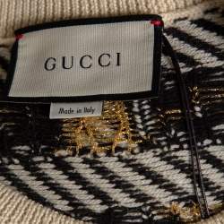 Pre Owned Gucci Multicolored GG Lurex Jacquard Wool Crewneck Sweater L