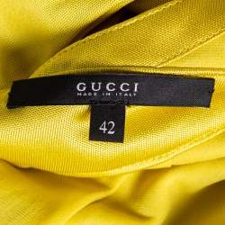 Gucci Yellow Silk One Shoulder Draped Dress M