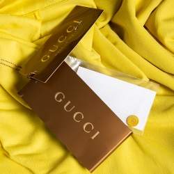 Gucci Yellow Silk One Shoulder Draped Dress M