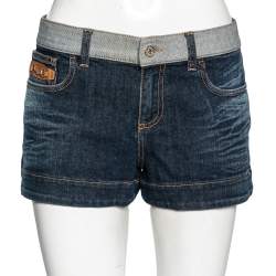 Gucci Navy Blue Denim Horsebit Detail Shorts M