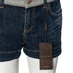 Gucci Navy Blue Denim Horsebit Detail Shorts M