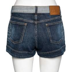 Gucci Navy Blue Denim Horsebit Detail Shorts M