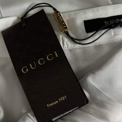 Pre Owned Gucci White Horse and Tassel Printed Silk Pants M