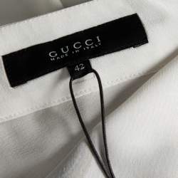 Pre Owned Gucci White Horse and Tassel Printed Silk Pants M