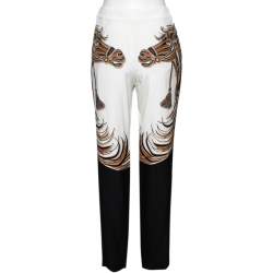 Pre Owned Gucci White Horse and Tassel Printed Silk Pants M