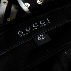 Pre Owned Gucci Monochrome & Lurex Polka Dotted Silk Pants M