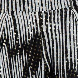 Pre Owned Gucci Monochrome & Lurex Polka Dotted Silk Pants M