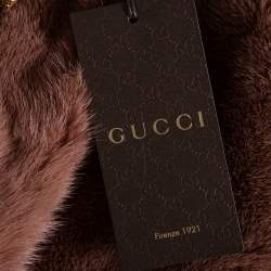 Gucci Pink Mink Fur Long Sleeve Top & Leather Skirt Set M