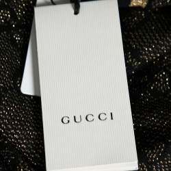 Pre Owned Gucci Gold & Black GG Lurex Jacquard Wool Skirt S
