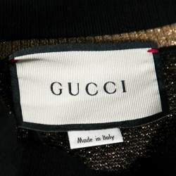 Pre Owned Gucci Gold & Black GG Lurex Jacquard Wool Skirt S