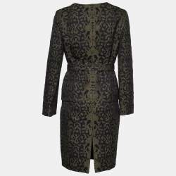 Gucci Green Animal Pattered Jacquard Skirt Suit M