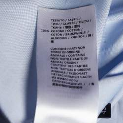 Pre Owned Gucci Blue Cotton Ruffle Neck Tie Detail Shirt M