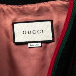 Pre Owned Gucci Black Wool Web-Trim Padded Jacket S