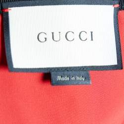 Pre Owned Gucci Navy Blue Wool & Silk Pleat Detail Skirt S