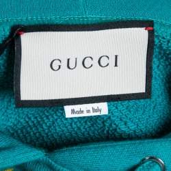Gucci Teal Blue Cotton Planet Sequined Hooded Sweatshirt XS