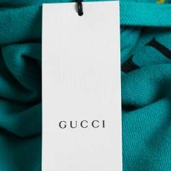 Gucci Teal Blue Cotton Planet Sequined Hooded Sweatshirt XS