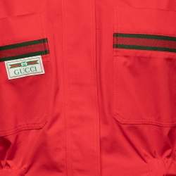 Gucci Red Cotton Web-Stripe Detail Jumpsuit M