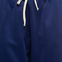 Pre Owned Gucci Blue Jersey Logo Band Stripe Jogger Pants M