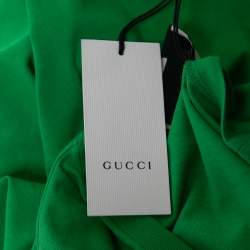 Gucci Green Logo Print Rhinestone Embellished T-Shirt L