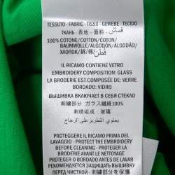 Gucci Green Logo Print Rhinestone Embellished T-Shirt L
