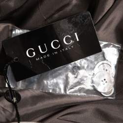 Pre Owned Gucci Taupe Corduroy Button Front Blazer S