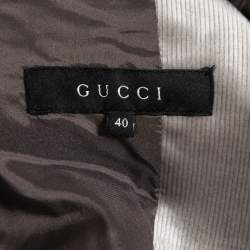 Pre Owned Gucci Taupe Corduroy Button Front Blazer S