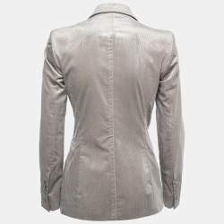Pre Owned Gucci Taupe Corduroy Button Front Blazer S