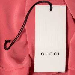 Gucci Pink Silk-Satin Pleated Long Sleeve Shirt L