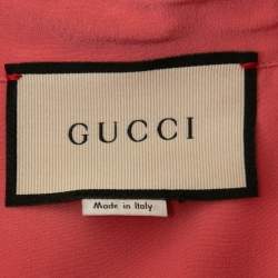 Gucci Pink Silk-Satin Pleated Long Sleeve Shirt L