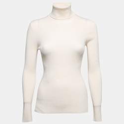 Gucci Cream Wool Rib Knit Turtleneck Sweater S