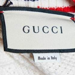 Pre Owned Gucci Off White Wool Knit Contrast Detail Button Front Cardigan S