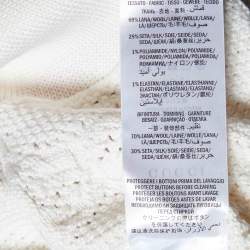 Pre Owned Gucci Off White Wool Knit Contrast Detail Button Front Cardigan S